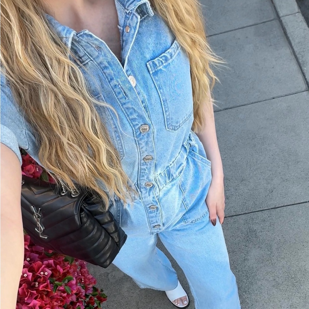 Denim Straight-Leg Jumpsuit